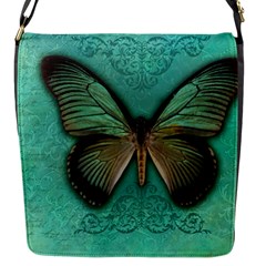 Butterfly Background Vintage Old Grunge Flap Closure Messenger Bag (s)