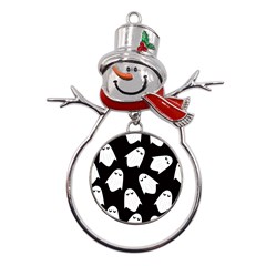 Ghost Halloween Pattern Metal Snowman Ornament by Amaryn4rt