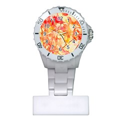 Monotype Art Pattern Leaves Colored Autumn Plastic Nurses Watch by Amaryn4rt