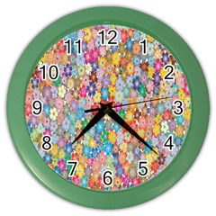 Monotype Art Pattern Leaves Colored Autumn Color Wall Clock by Amaryn4rt