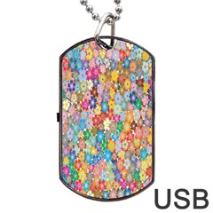 Monotype Art Pattern Leaves Colored Autumn Dog Tag Usb Flash (two Sides) by Amaryn4rt