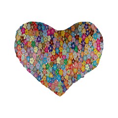 Monotype Art Pattern Leaves Colored Autumn Standard 16  Premium Flano Heart Shape Cushions by Amaryn4rt