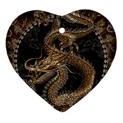 Dragon Pentagram Heart Ornament (two Sides) by Amaryn4rt
