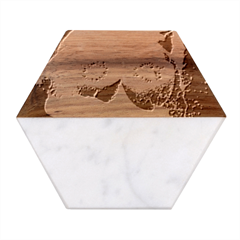 Kiwi Fruit Vitamins Healthy Cut Marble Wood Coaster (Hexagon) 