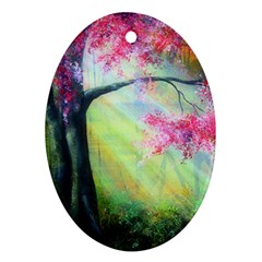 Forests Stunning Glimmer Paintings Sunlight Blooms Plants Love Seasons Traditional Art Flowers Sunsh Ornament (oval) by Amaryn4rt