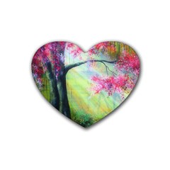 Forests Stunning Glimmer Paintings Sunlight Blooms Plants Love Seasons Traditional Art Flowers Sunsh Rubber Coaster (heart) by Amaryn4rt