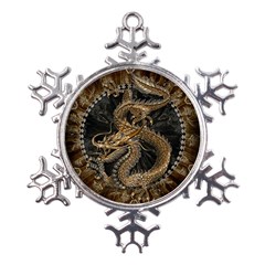 Dragon Pentagram Metal Large Snowflake Ornament by Amaryn4rt