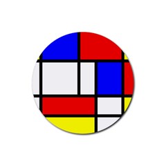 Mondrian-red-blue-yellow Rubber Coaster (round) by Amaryn4rt