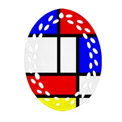 Mondrian-red-blue-yellow Ornament (oval Filigree) by Amaryn4rt