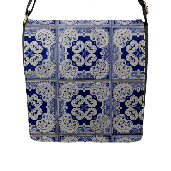 Ceramic-portugal-tiles-wall Flap Closure Messenger Bag (L)