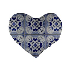 Ceramic-portugal-tiles-wall Standard 16  Premium Flano Heart Shape Cushions by Amaryn4rt