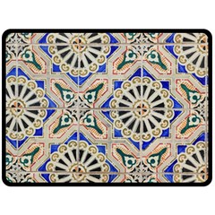Ceramic-portugal-tiles-wall- Fleece Blanket (large) by Amaryn4rt