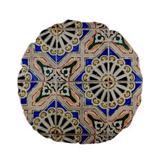 Ceramic-portugal-tiles-wall- Standard 15  Premium Flano Round Cushions by Amaryn4rt