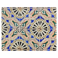 Ceramic-portugal-tiles-wall- Two Sides Premium Plush Fleece Blanket (medium) by Amaryn4rt