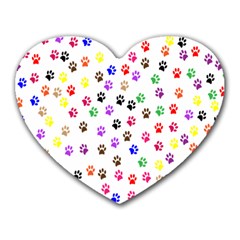 Paw Prints Background Heart Mousepad by Amaryn4rt