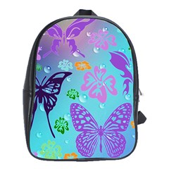 Butterfly Vector Background School Bag (XL)