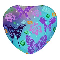 Butterfly Vector Background Heart Glass Fridge Magnet (4 pack)