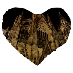 Cologne-church-evening-showplace Large 19  Premium Flano Heart Shape Cushions by Amaryn4rt