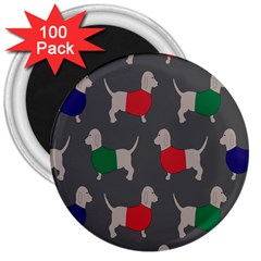 Cute Dachshund Dogs Wearing Jumpers Wallpaper Pattern Background 3  Magnets (100 Pack) by Amaryn4rt