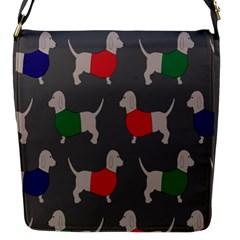 Cute Dachshund Dogs Wearing Jumpers Wallpaper Pattern Background Flap Closure Messenger Bag (s)