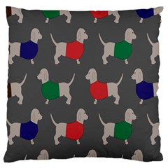 Cute Dachshund Dogs Wearing Jumpers Wallpaper Pattern Background Standard Premium Plush Fleece Cushion Case (two Sides) by Amaryn4rt