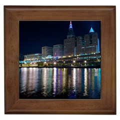 Cleveland Building City By Night Framed Tile by Amaryn4rt