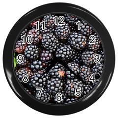 Blackberries-background-black-dark Wall Clock (black) by Amaryn4rt