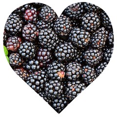 Blackberries-background-black-dark Wooden Puzzle Heart by Amaryn4rt