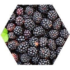 Blackberries-background-black-dark Wooden Puzzle Hexagon by Amaryn4rt