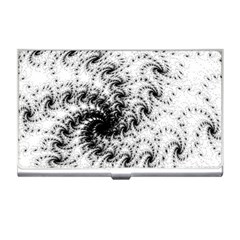 Fractal Black Spiral On White Business Card Holder by Amaryn4rt