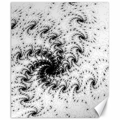 Fractal Black Spiral On White Canvas 20  X 24  by Amaryn4rt