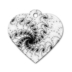 Fractal Black Spiral On White Dog Tag Heart (one Side) by Amaryn4rt