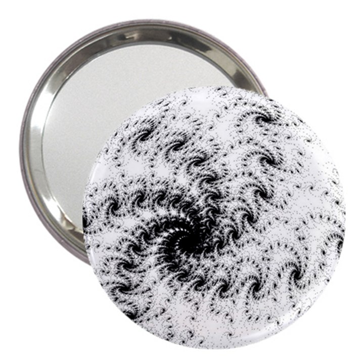 Fractal Black Spiral On White 3  Handbag Mirrors