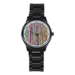 Striped-stripes-abstract-geometric Stainless Steel Round Watch