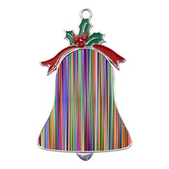 Striped-stripes-abstract-geometric Metal Holly Leaf Bell Ornament