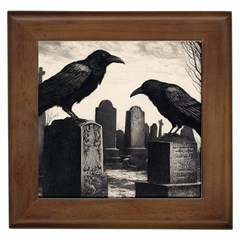 Crows In Graveyard Framed Tile by Malvagia