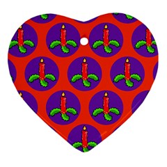 Christmas Candles Seamless Pattern Heart Ornament (two Sides) by Amaryn4rt