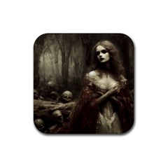 Spooky Woman With Skulls Rubber Coaster (square) by Malvagia