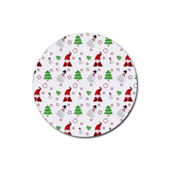 Santa Claus Snowman Christmas Xmas Rubber Coaster (round) by Amaryn4rt