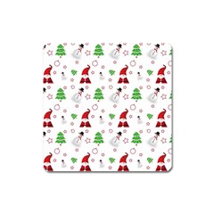 Santa Claus Snowman Christmas Xmas Square Magnet by Amaryn4rt