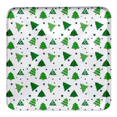 Christmas Trees Pattern Design Pattern Square Glass Fridge Magnet (4 Pack) by Amaryn4rt