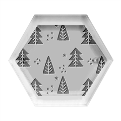 Christmas Christmas Tree Pattern Hexagon Wood Jewelry Box