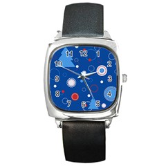 Christmas Pattern Tree Design Square Metal Watch by Amaryn4rt