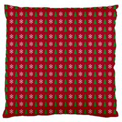 Snowflake Christmas Tree Pattern Large Premium Plush Fleece Cushion Case (two Sides) by Amaryn4rt