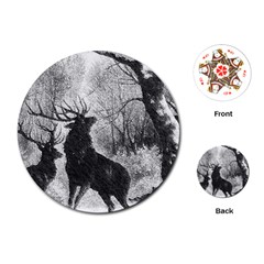 Stag-deer-forest-winter-christmas Playing Cards Single Design (round) by Amaryn4rt