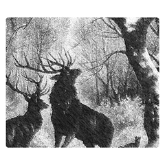 Stag-deer-forest-winter-christmas Two Sides Premium Plush Fleece Blanket (small)
