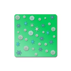 Snowflakes-winter-christmas-overlay Square Magnet by Amaryn4rt