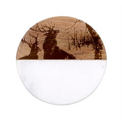 Stag-deer-forest-winter-christmas Classic Marble Wood Coaster (round) 