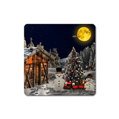 Christmas-landscape Square Magnet by Amaryn4rt