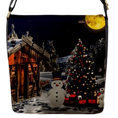 Christmas-landscape Flap Closure Messenger Bag (s)